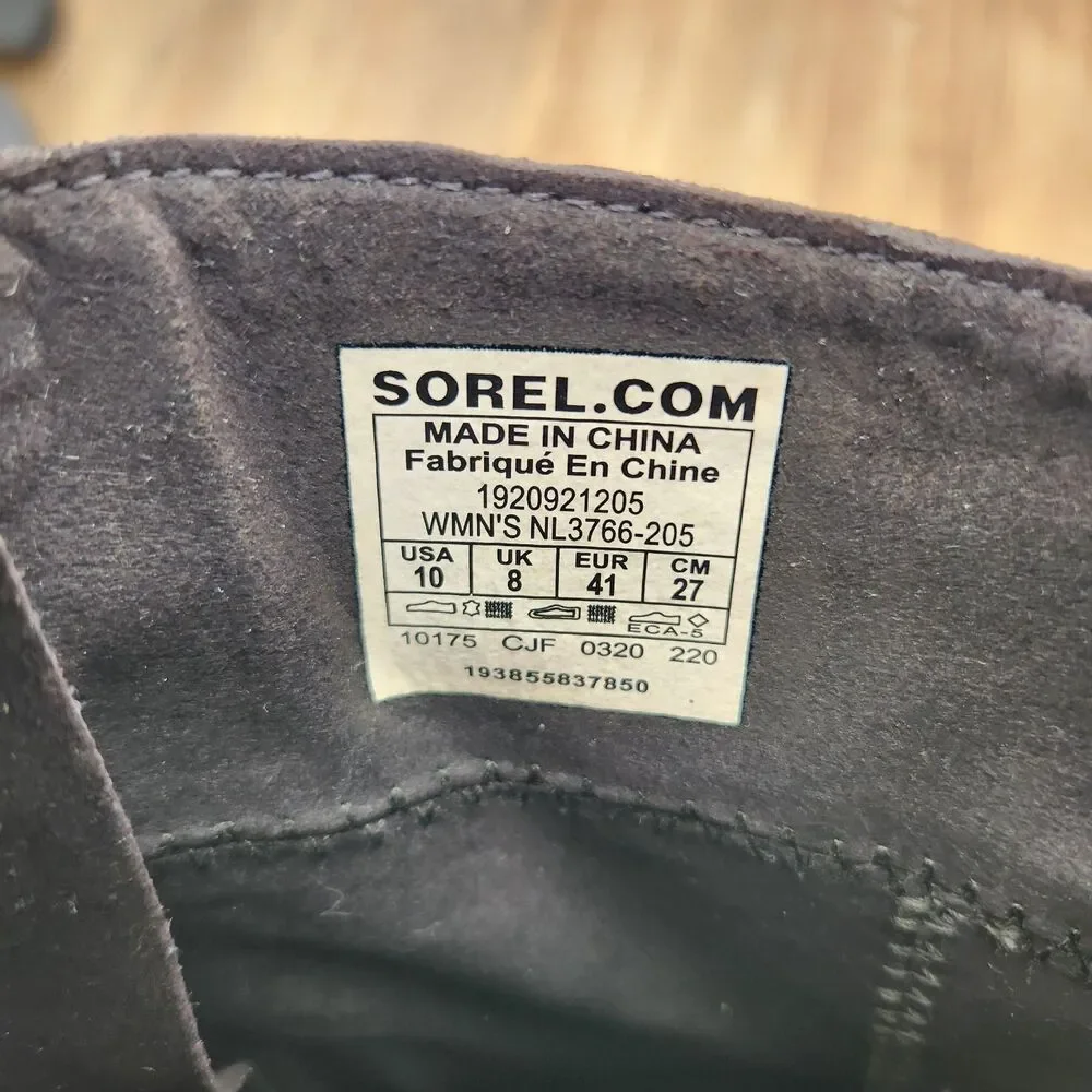 Sorel Joan of Arctic Wedge II Zip Boots Womens Size 10 Brown Leather Hidden Heel